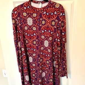 My Story patterned long sleeve above knee dress -L